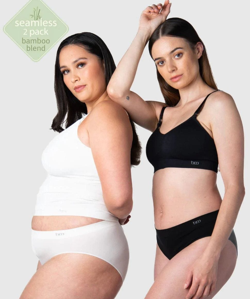 My Necessity Seamless Black and Ivory Bikini Brief 2 Pack Hotmilk Maternity Lingerie Preggi Central Maternity Shop