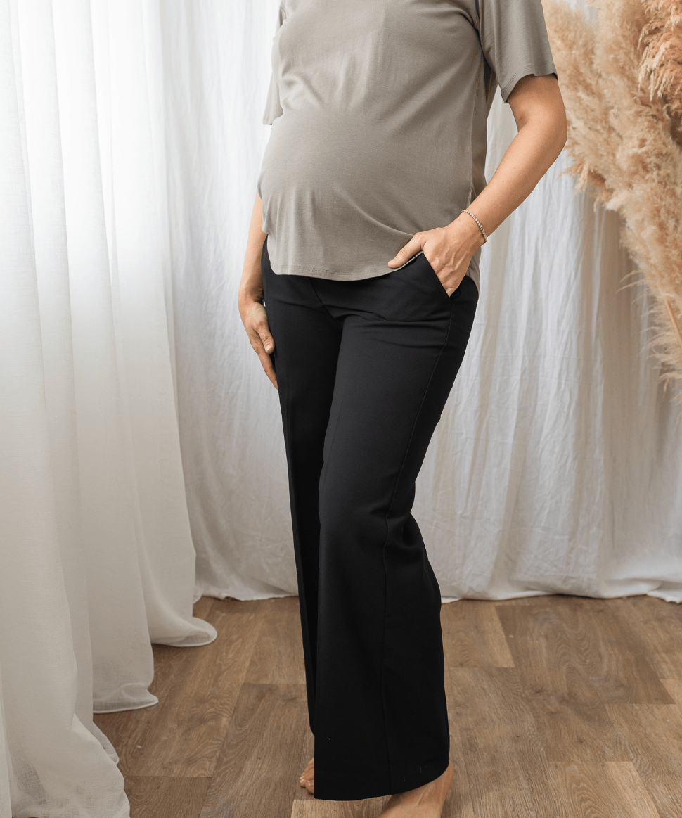 Alexa Wide Leg Pant Black Ripe Maternity Maternity Preggi Central Maternity Shop