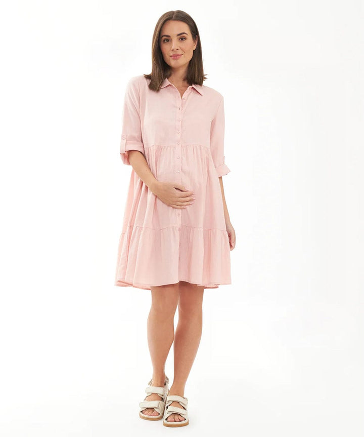 Adel Button Through Dress Ripe Maternity Maternity and Nursing Preggi Central Maternity Shop