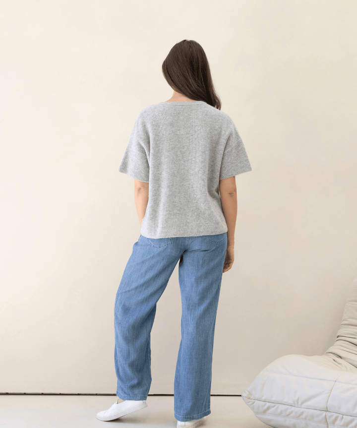 Adele Button Knitted Maternity Sweater- Marl Grey Angel Maternity Maternity and Nursing Preggi Central Maternity Shop
