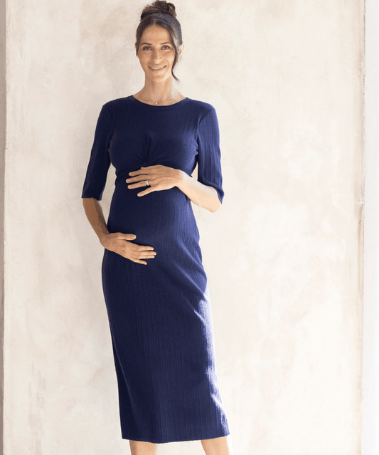 Annabella Maternity Knit Midi Dress in Navy Angel Maternity Maternity and Nursing Preggi Central Maternity Shop