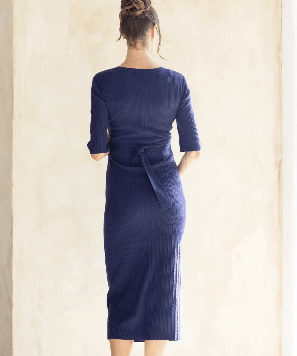 Annabella Maternity Knit Midi Dress in Navy Angel Maternity Maternity and Nursing Preggi Central Maternity Shop