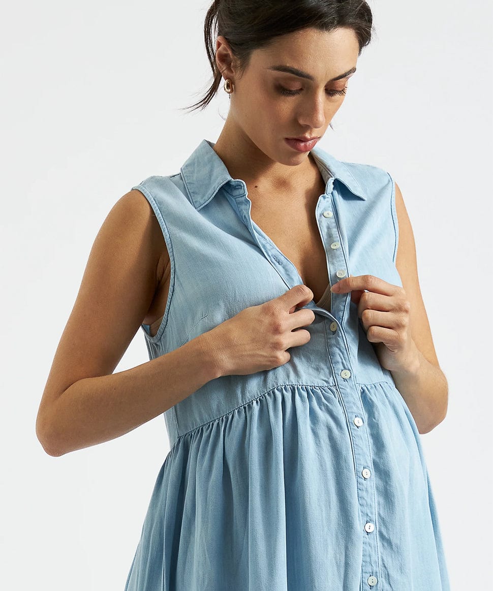 Bec Chambray Dress Ripe Maternity Maternity and Nursing Preggi Central Maternity Shop