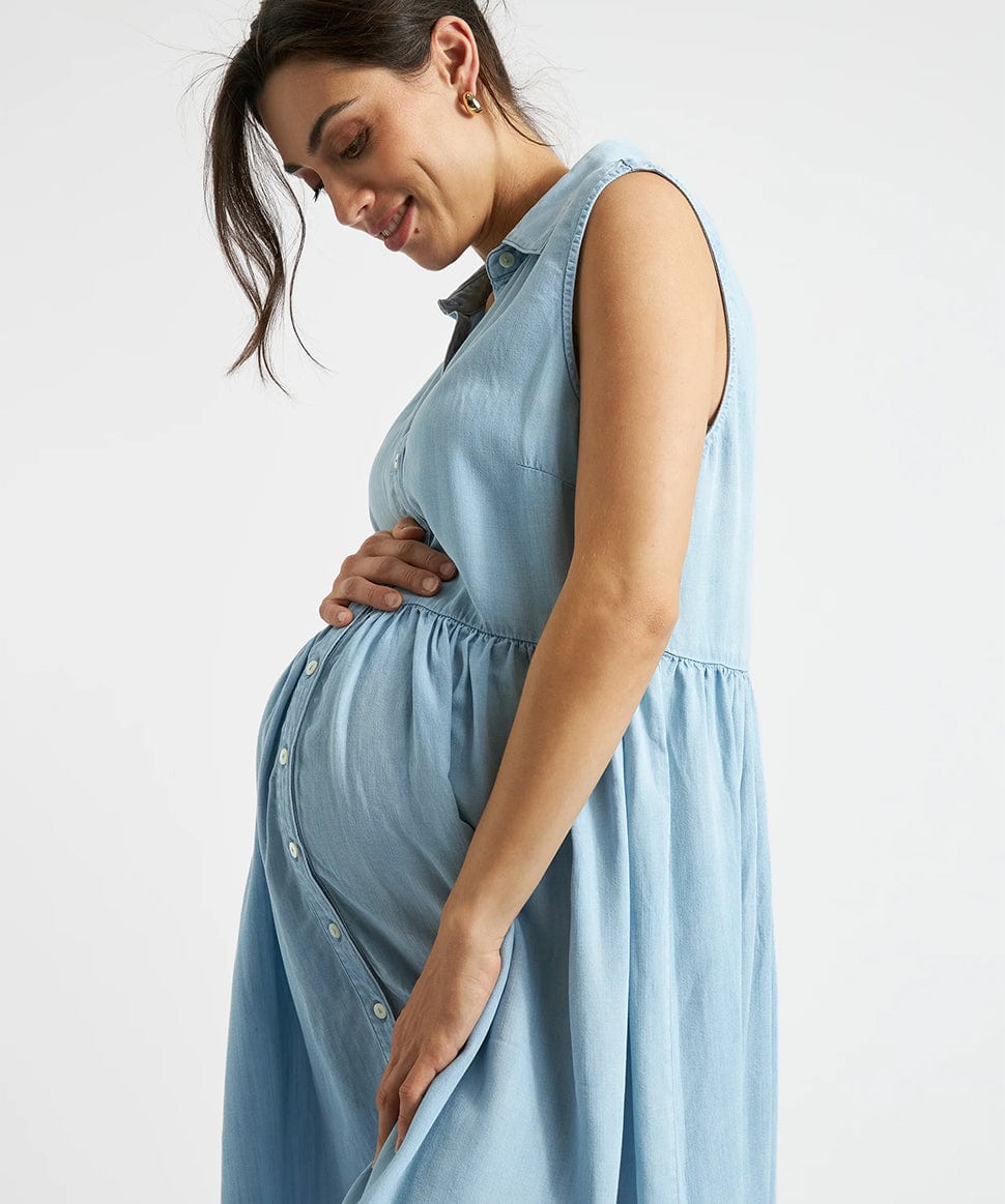 Bec Chambray Dress Ripe Maternity Maternity and Nursing Preggi Central Maternity Shop