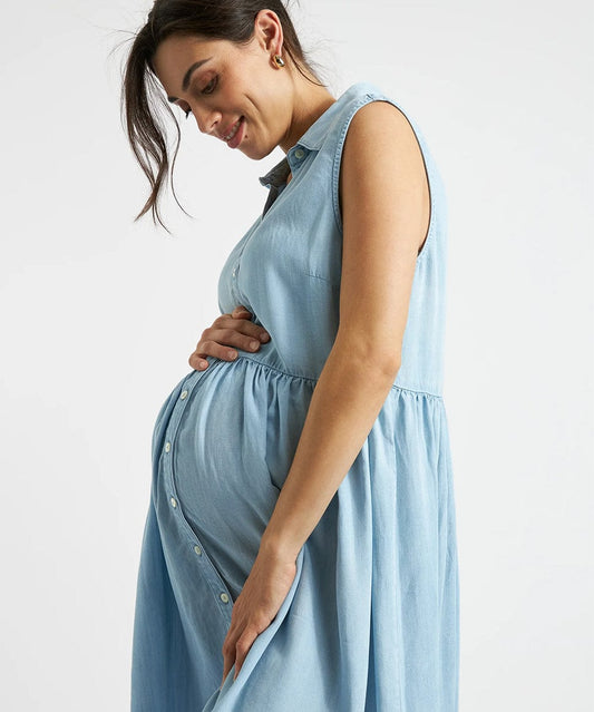 Bec Chambray Dress Ripe Maternity Maternity and Nursing Preggi Central Maternity Shop