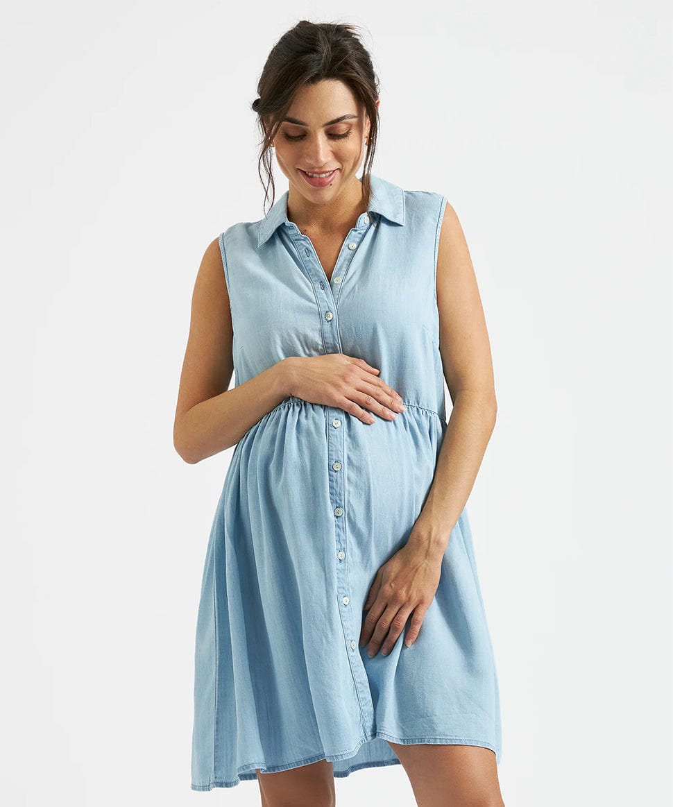 Bec Chambray Dress Ripe Maternity Maternity and Nursing Preggi Central Maternity Shop