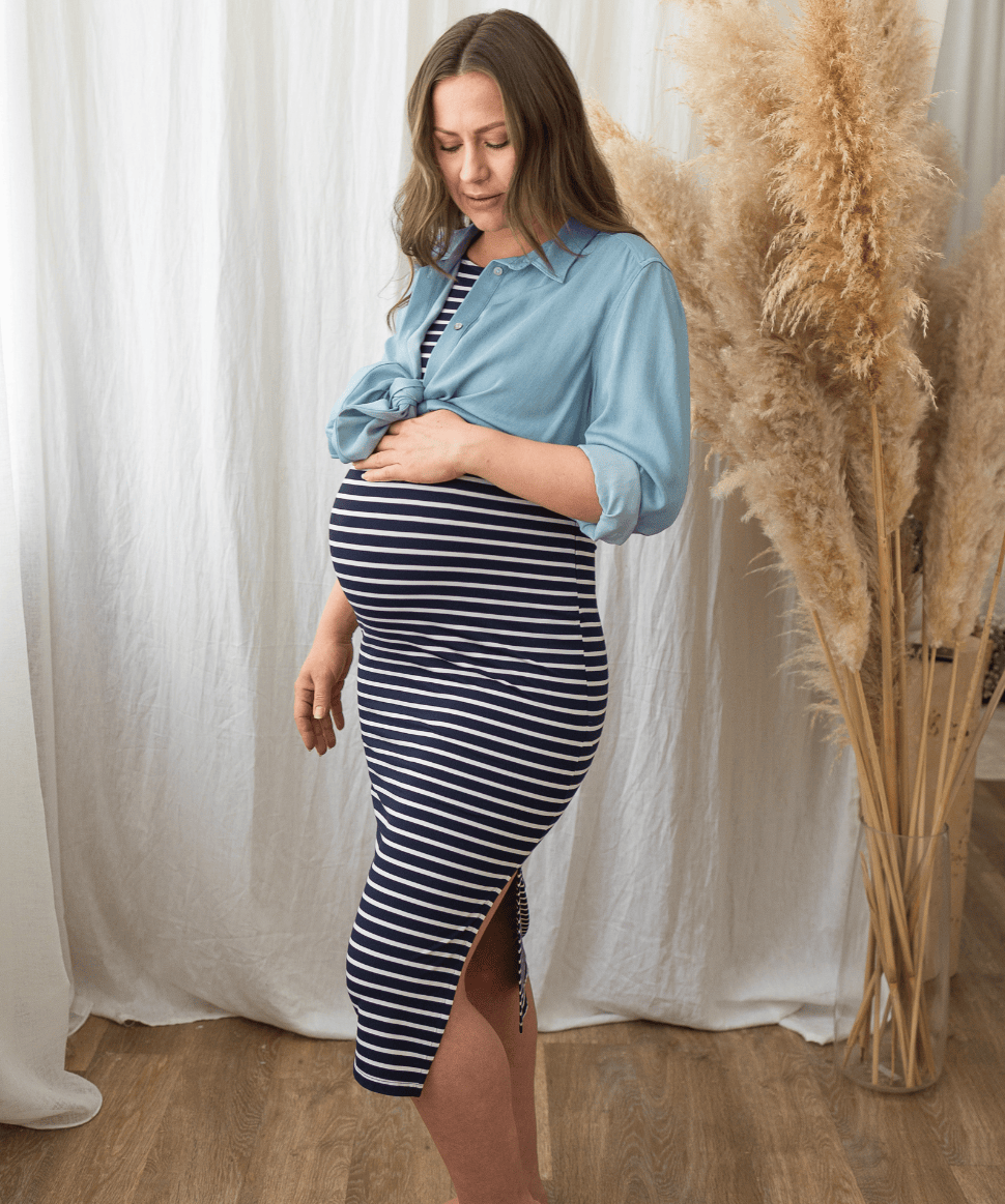 Boatneck Bodycon Maternity & Nursing Dress