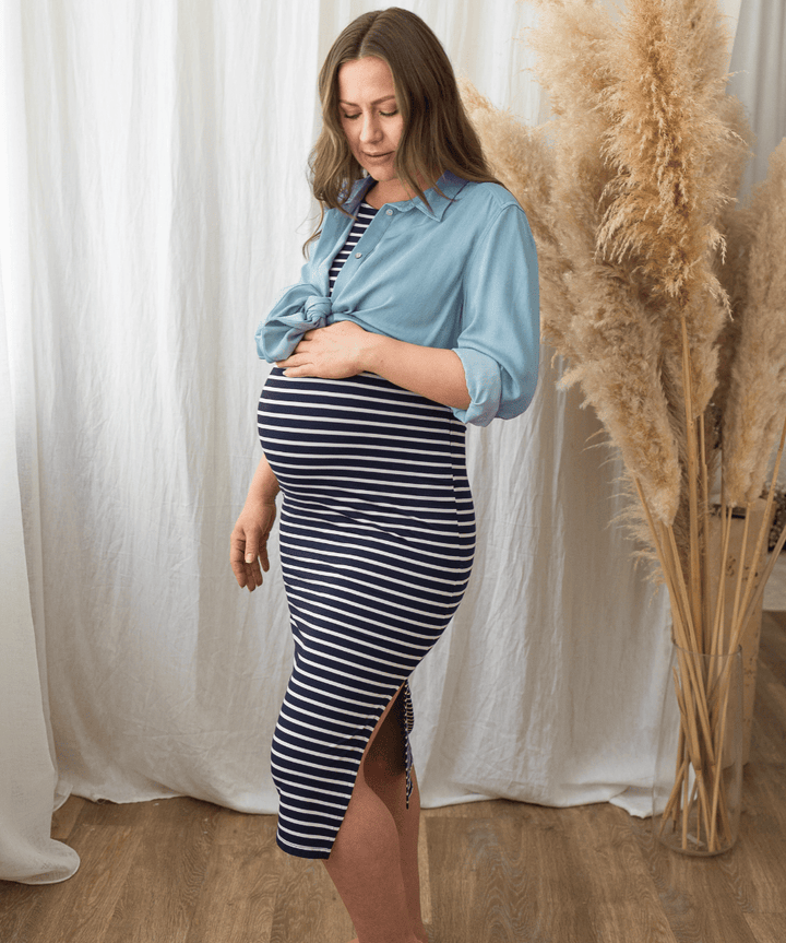 Boatneck Bodycon Maternity &amp; Nursing Dress Around April Maternity and Nursing Preggi Central Maternity Shop