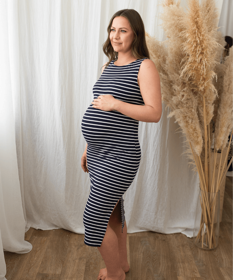 Boatneck Bodycon Maternity & Nursing Dress Around April Maternity and Nursing Preggi Central Maternity Shop