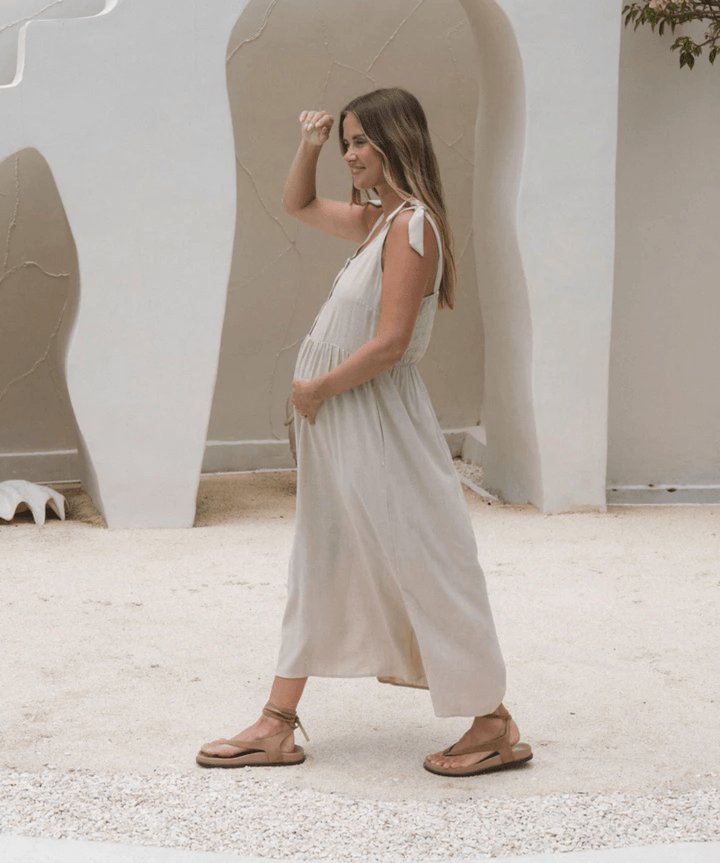 Breeze Along Midi Dress - Natural BAE the label Maternity and Nursing Preggi Central Maternity Shop