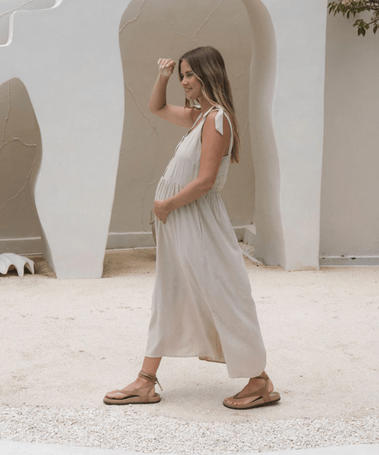 Breeze Along Midi Dress - Natural BAE the label Maternity and Nursing Preggi Central Maternity Shop