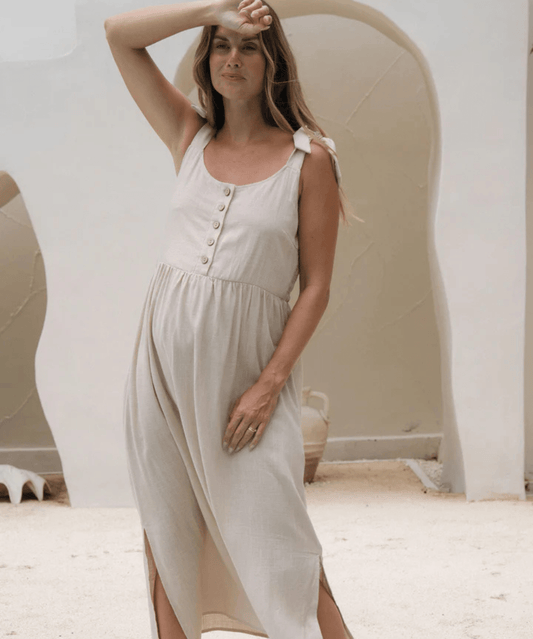 Breeze Along Midi Dress - Natural BAE the label Maternity and Nursing Preggi Central Maternity Shop