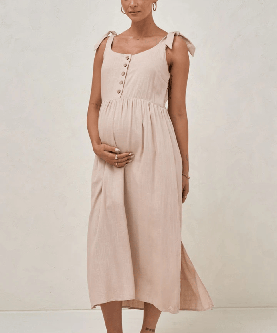 Breeze Along Midi Dress - Natural BAE the label Maternity and Nursing Preggi Central Maternity Shop