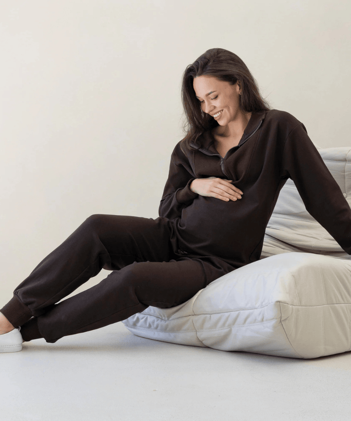 Calla Maternity Tracksuit in Cocoa Angel Maternity Maternity and Nursing Preggi Central Maternity Shop