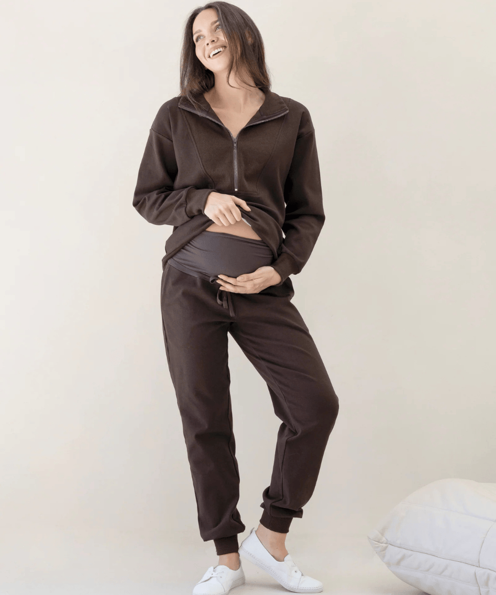 Calla Maternity Tracksuit in Cocoa Angel Maternity Maternity and Nursing Preggi Central Maternity Shop