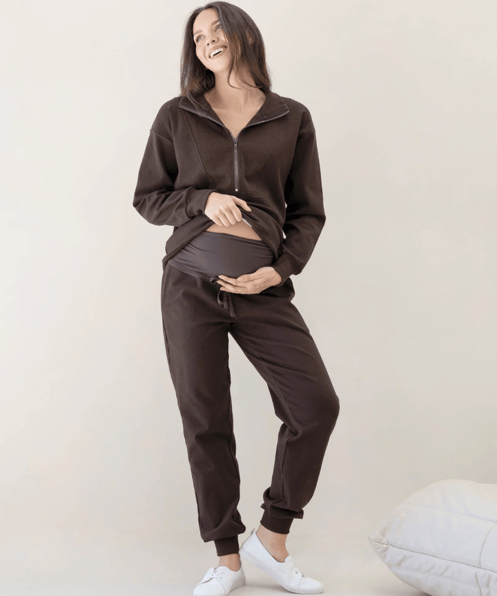 Calla Maternity Tracksuit in Cocoa Angel Maternity Maternity and Nursing Preggi Central Maternity Shop
