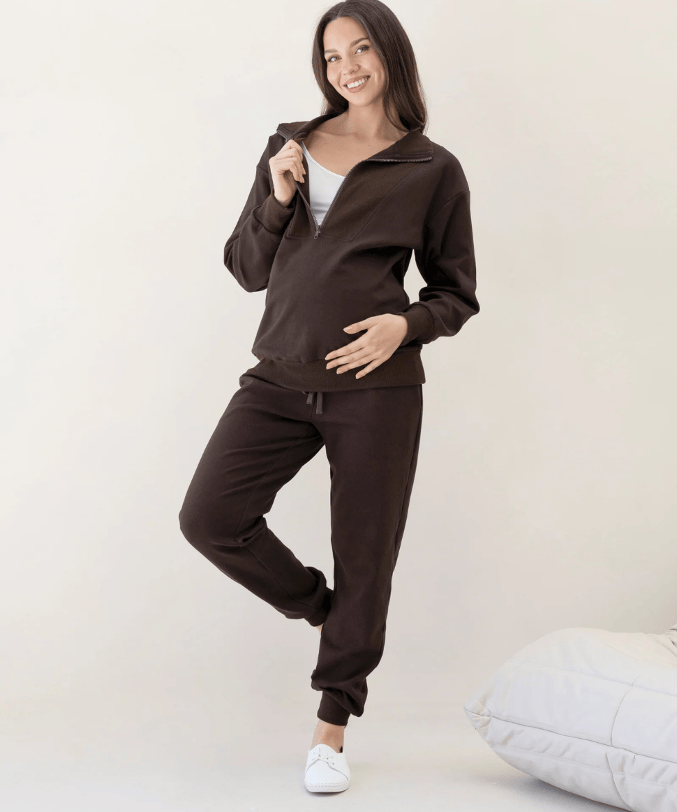Calla Maternity Tracksuit in Cocoa Angel Maternity Maternity and Nursing Preggi Central Maternity Shop