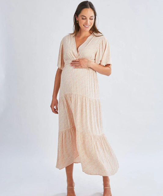 Cara Maternity Maxi Dress in Creamy Floral Glow Angel Maternity Maternity and Nursing Preggi Central Maternity Shop