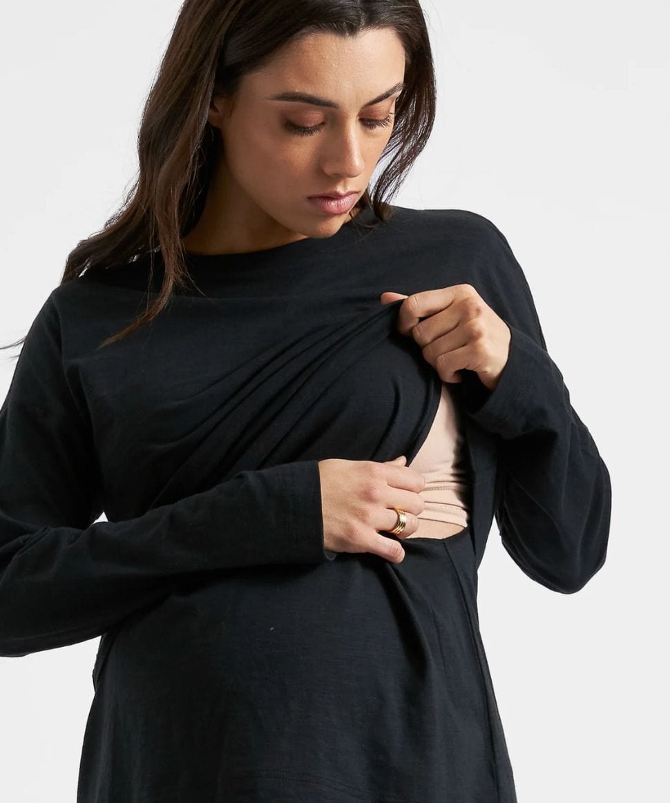 Claud Long Sleeve Nursing Top Black Ripe Maternity Maternity and Nursing Preggi Central Maternity Shop