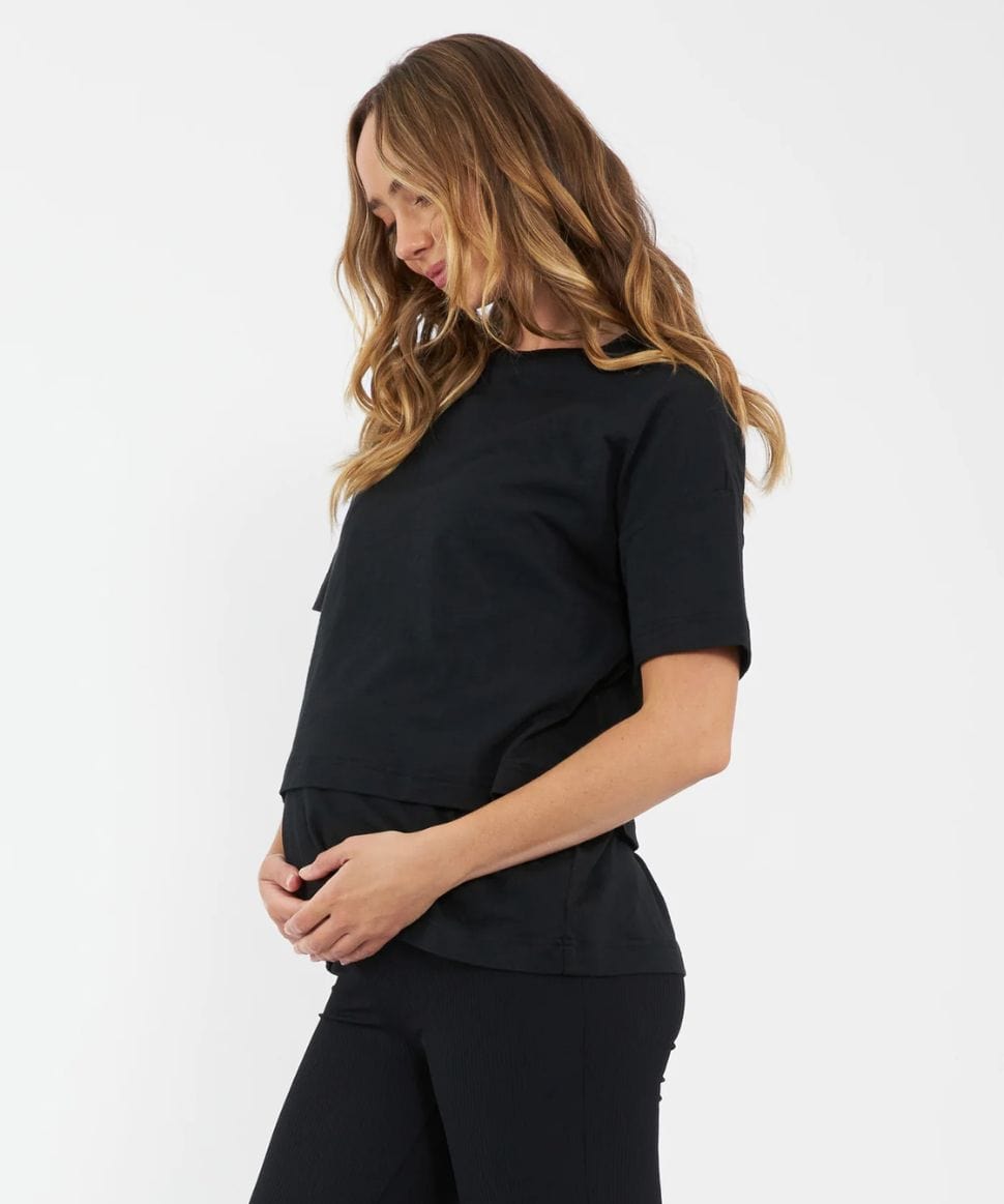 Claud Nursing Tee Black Ripe Maternity Maternity and Nursing Preggi Central Maternity Shop