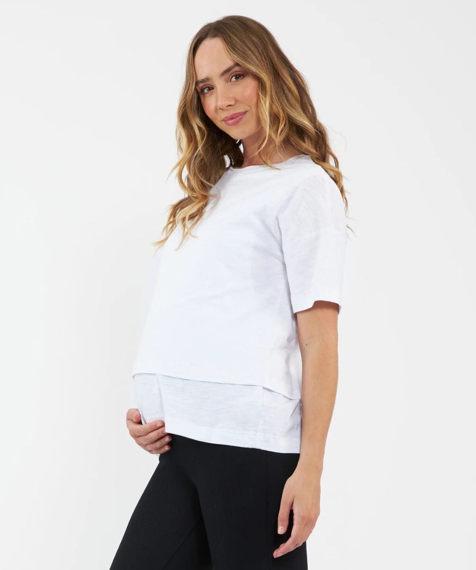 Claud Nursing Tee White Ripe Maternity Maternity and Nursing Preggi Central Maternity Shop