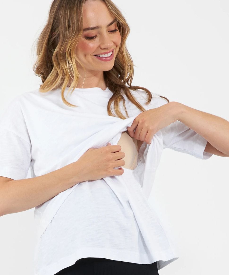 Claud Nursing Tee White Ripe Maternity Maternity and Nursing Preggi Central Maternity Shop