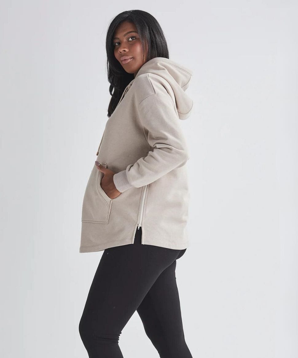 Comfortable Versatility Maternity & Nursing Hoodie in Beige Angel Maternity Maternity and Nursing Preggi Central Maternity Shop