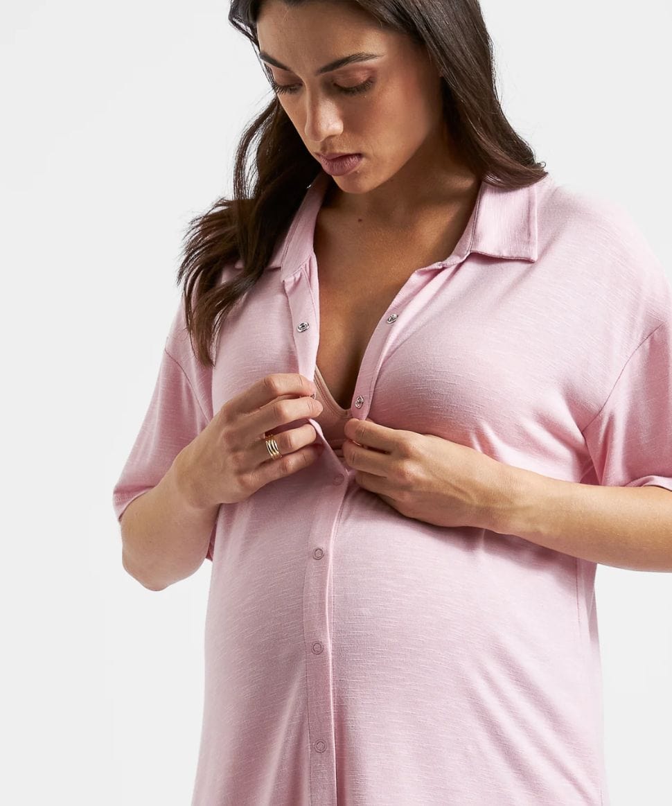 Dreamy Night Shirt Dusty Pink Ripe Maternity Maternity and Nursing Preggi Central Maternity Shop