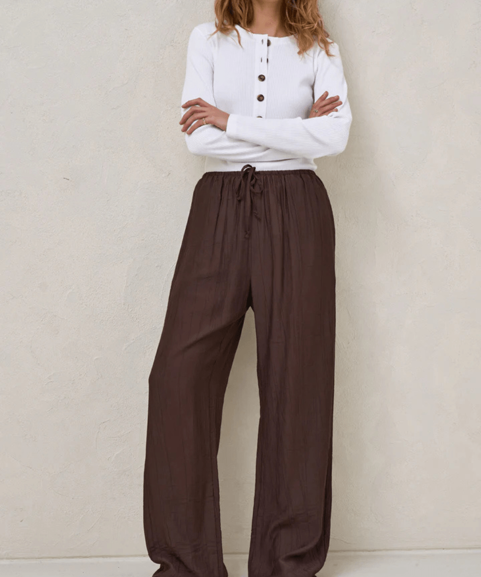 Ease Away Crinkle Pant - Chocolate BAE the label Maternity and Nursing Preggi Central Maternity Shop