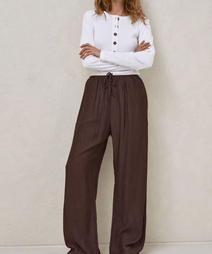 Ease Away Crinkle Pant - Chocolate BAE the label Maternity and Nursing Preggi Central Maternity Shop