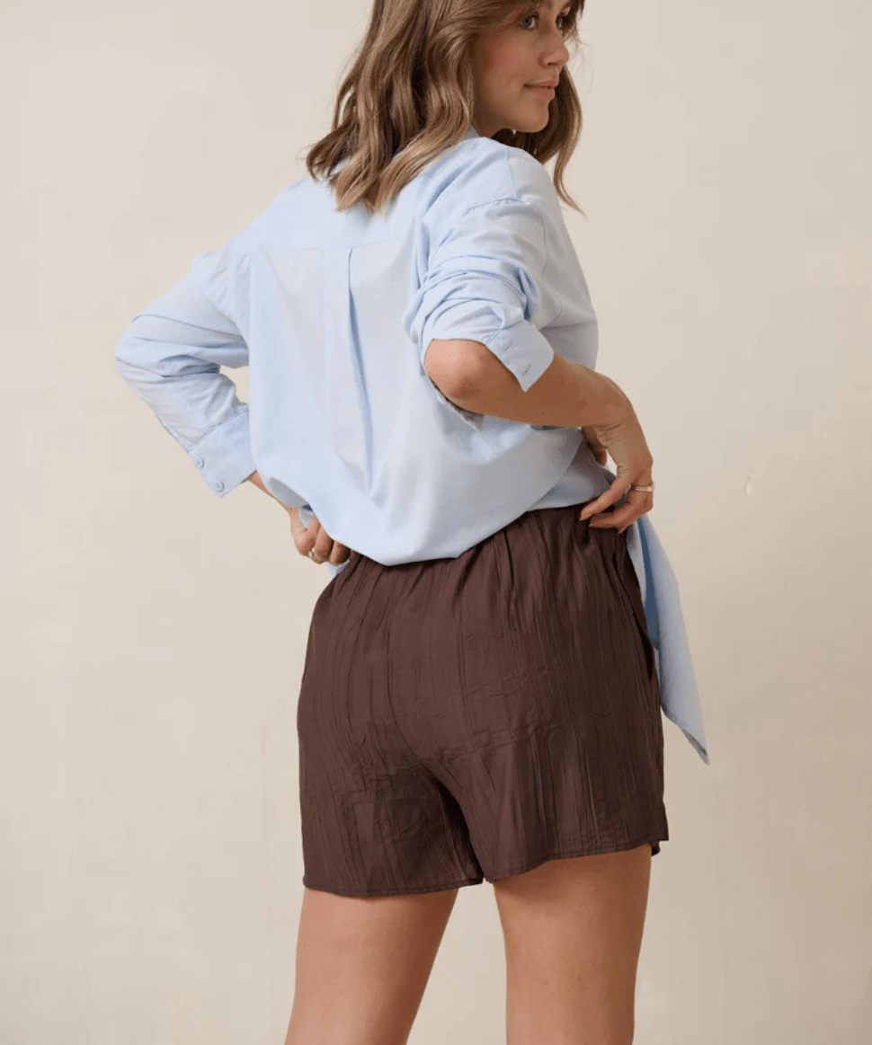 Ease Away Crinkle Short - Chocolate BAE the label Maternity and Nursing Preggi Central Maternity Shop