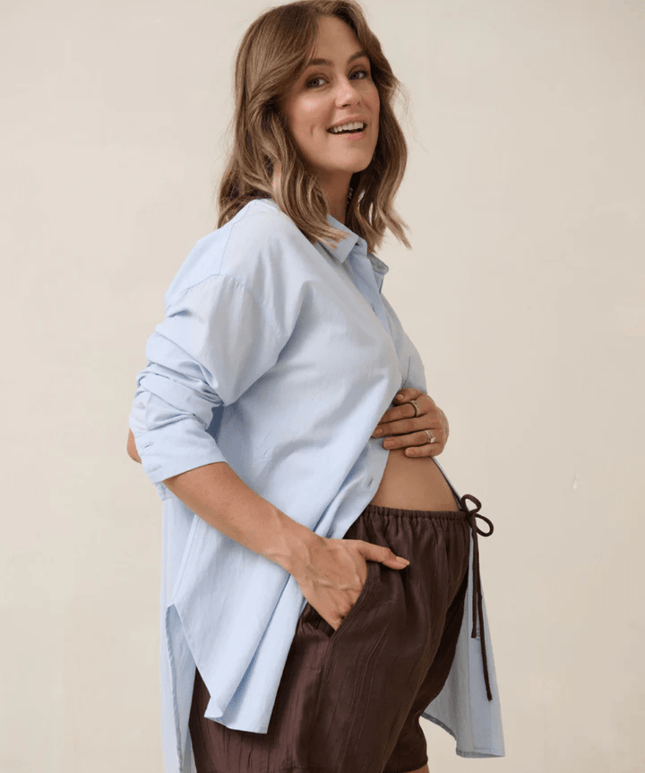 Ease Away Crinkle Short - Chocolate BAE the label Maternity and Nursing Preggi Central Maternity Shop