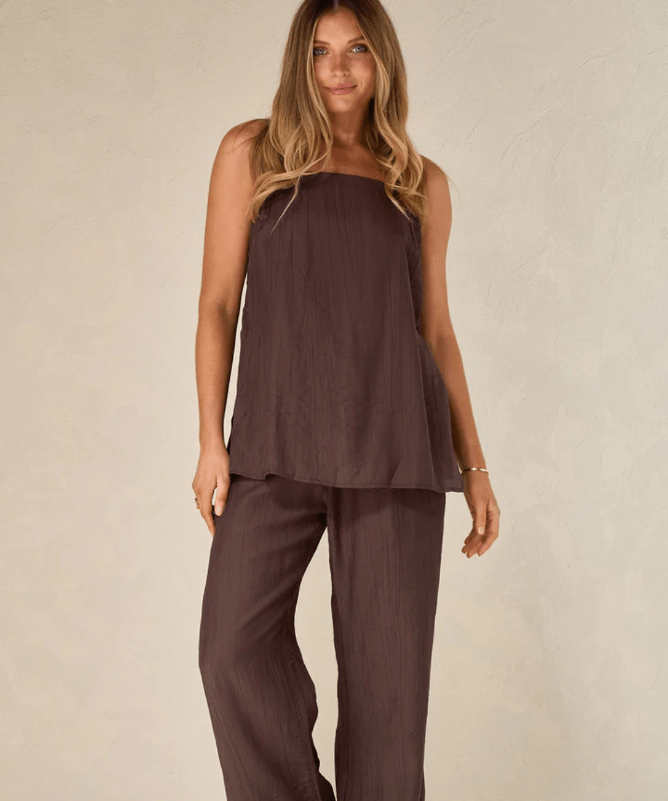 Ease Away Crinkle Top - Chocolate BAE the label Maternity and Nursing Preggi Central Maternity Shop