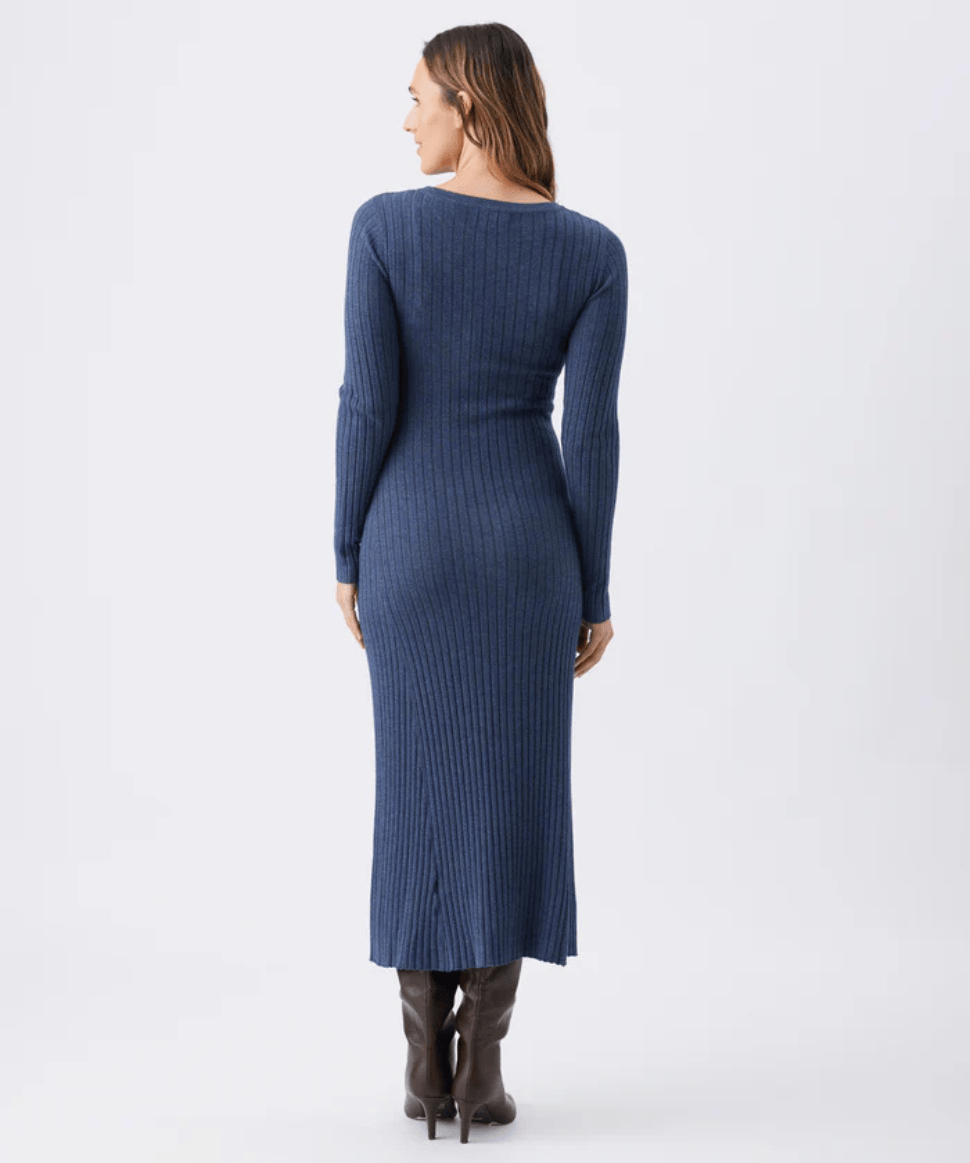 Eden Knit Nursing Dress Denim Marle Ripe Maternity Maternity and Nursing Preggi Central Maternity Shop