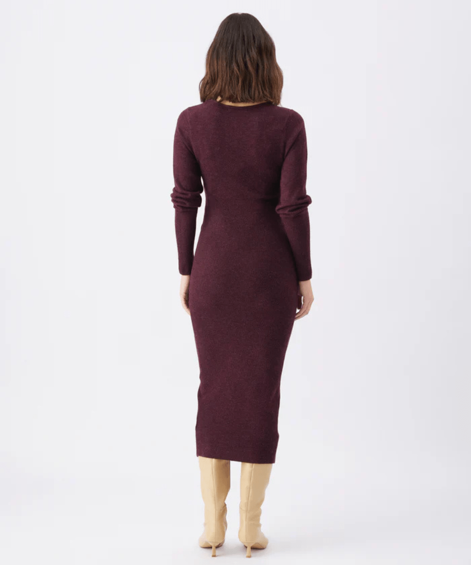 Heidi Nursing Knit Dress Burgundy Ripe Maternity Maternity and Nursing Preggi Central Maternity Shop