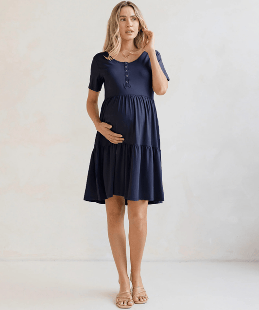 Lilou Maternity Button Front Dress Angel Maternity Maternity and Nursing Preggi Central Maternity Shop