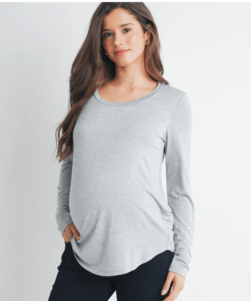 Long Sleeve Scoop Neck Maternity Nursing Top Hello Miz Maternity and Nursing Preggi Central Maternity Shop