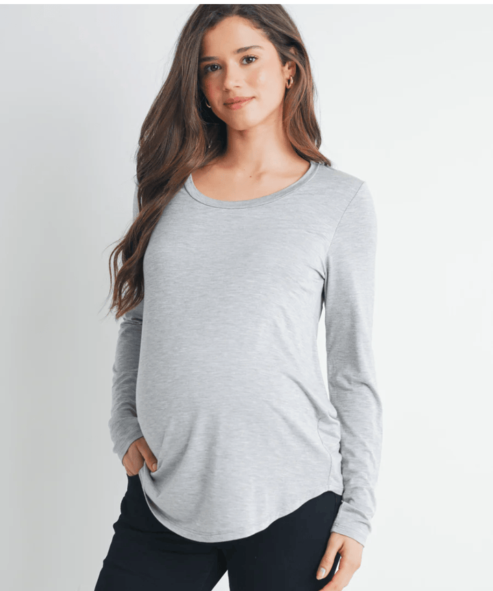Long Sleeve Scoop Neck Maternity Nursing Top Hello Miz Maternity and Nursing Preggi Central Maternity Shop