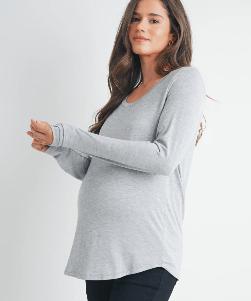 Long Sleeve Scoop Neck Maternity Nursing Top Hello Miz Maternity and Nursing Preggi Central Maternity Shop