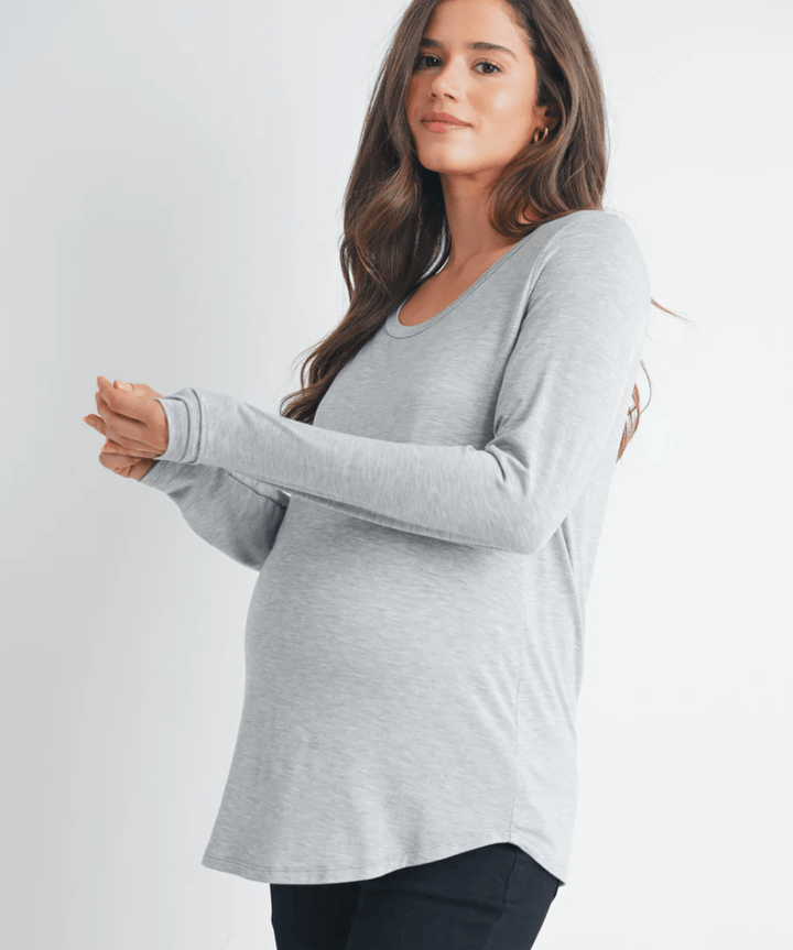 Long Sleeve Scoop Neck Maternity Nursing Top Hello Miz Maternity and Nursing Preggi Central Maternity Shop