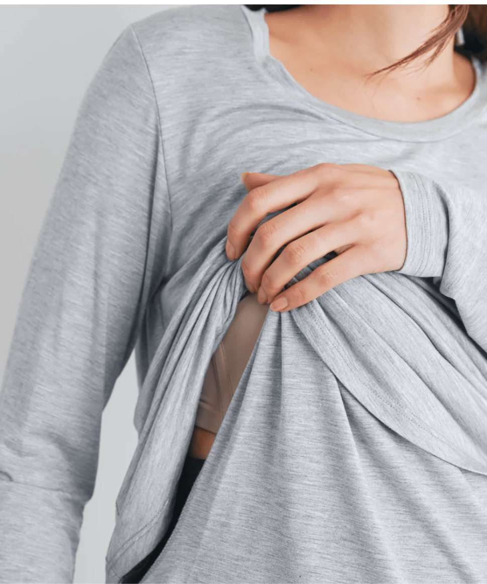 Long Sleeve Scoop Neck Maternity Nursing Top Hello Miz Maternity and Nursing Preggi Central Maternity Shop