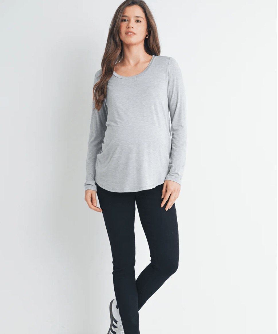 Long Sleeve Scoop Neck Maternity Nursing Top Hello Miz Maternity and Nursing Preggi Central Maternity Shop