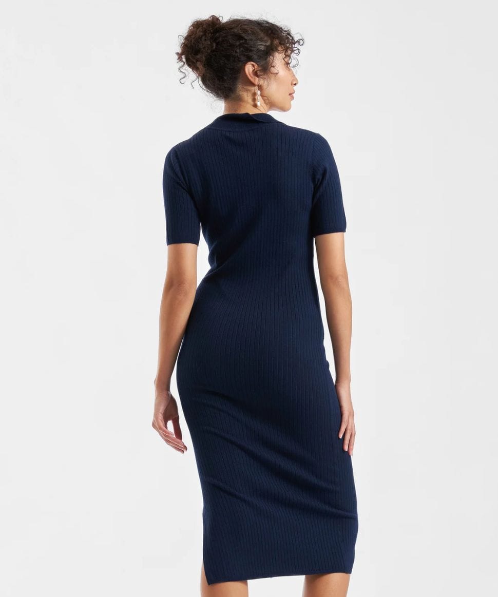 Maddy Knit Polo Dress Navy Ripe Maternity Maternity and Nursing Preggi Central Maternity Shop