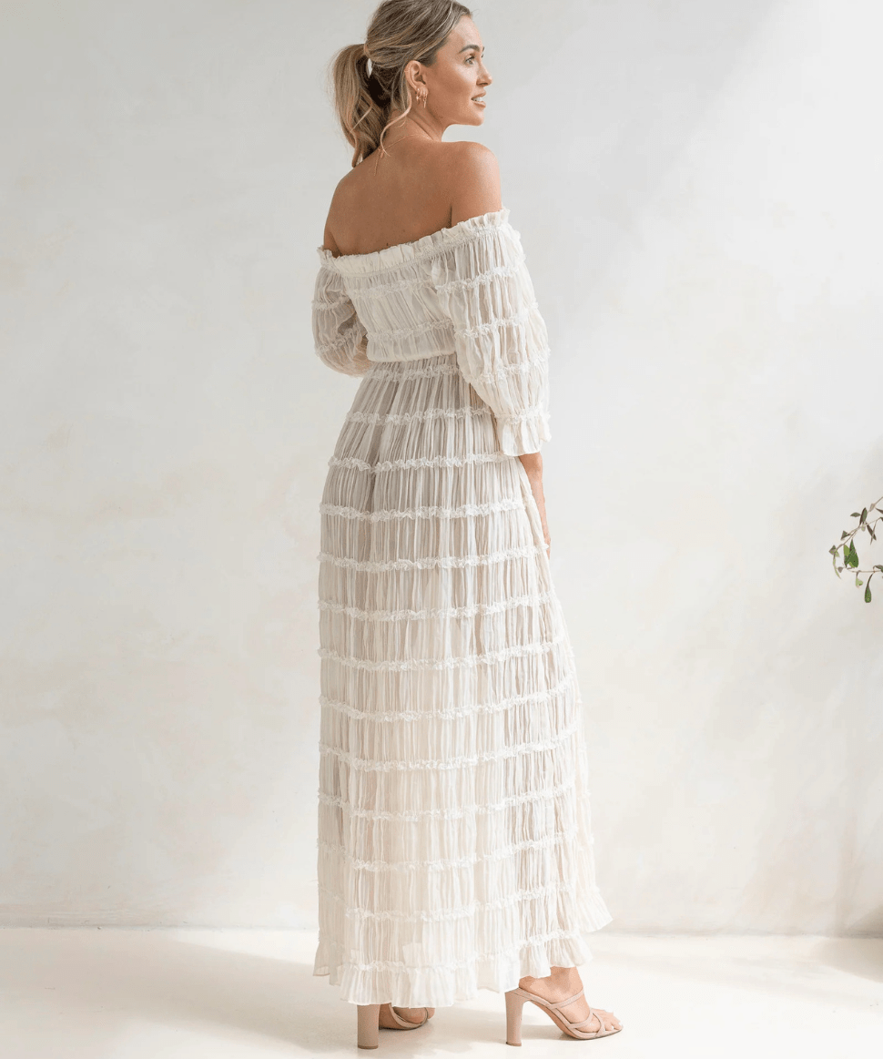 Mariana Sheer Maternity Photoshoot Dress in White Angel Maternity Maternity and Nursing Preggi Central Maternity Shop
