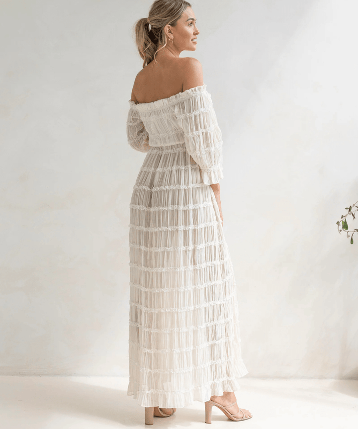 Mariana Sheer Maternity Photoshoot Dress in White Angel Maternity Maternity and Nursing Preggi Central Maternity Shop