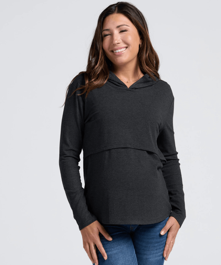 Maternity &amp; Nursing Hoodie - Charcoal Angel Maternity Maternity and Nursing Preggi Central Maternity Shop