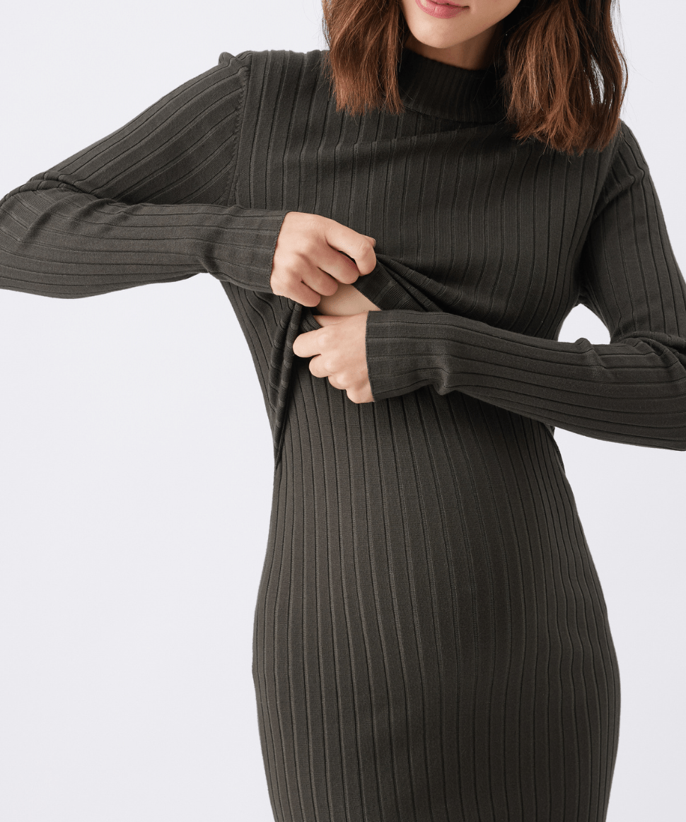 Nella Rib Nursing Knit Dress Ripe Maternity Maternity and Nursing Preggi Central Maternity Shop