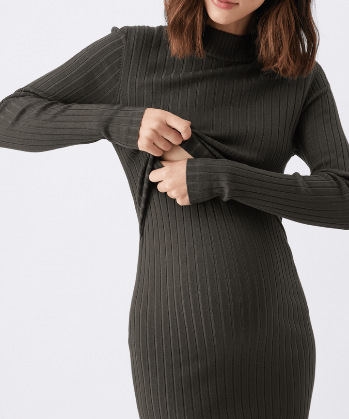 Nella Rib Nursing Knit Dress Ripe Maternity Maternity and Nursing Preggi Central Maternity Shop
