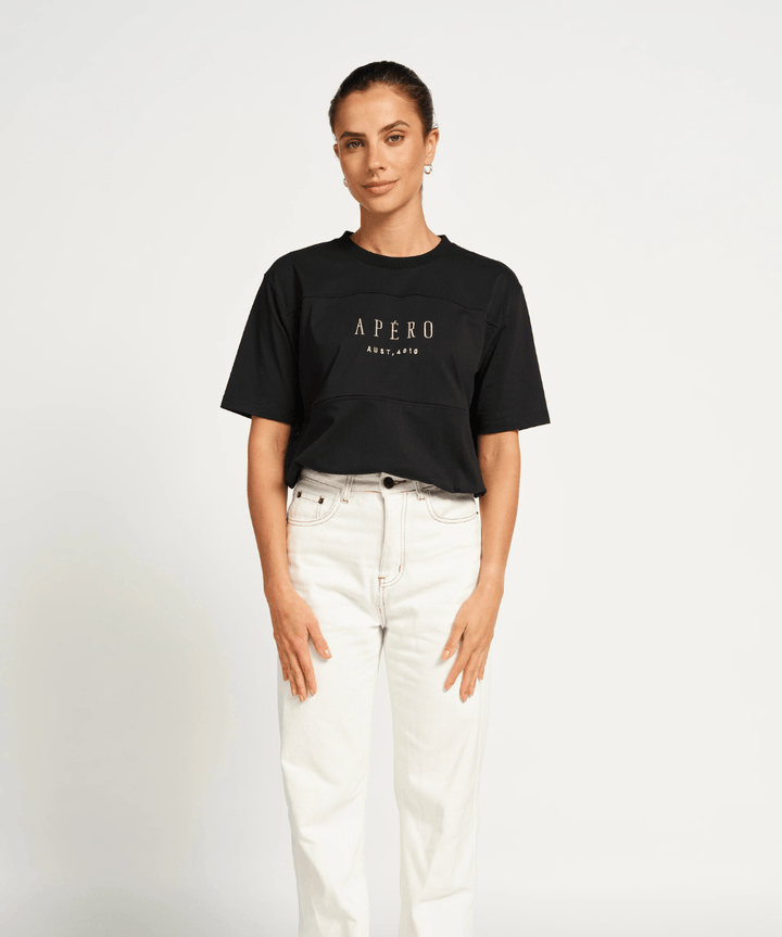 Origin Embroidered Panel Tee - Black / Beige Apéro Maternity and Nursing Preggi Central Maternity Shop
