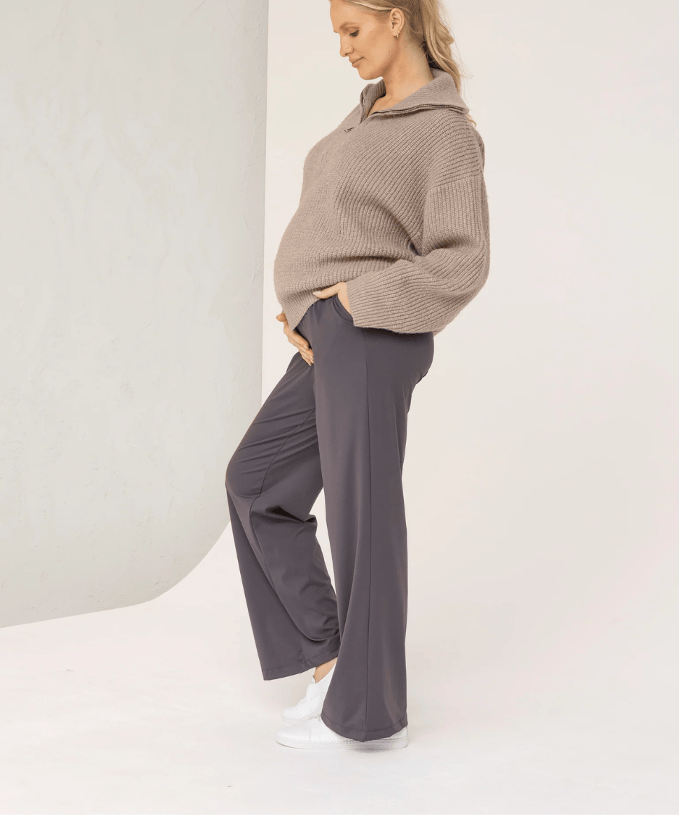 Oversized Quarter Zip Maternity Knit Jumper Angel Maternity Maternity and Nursing Preggi Central Maternity Shop